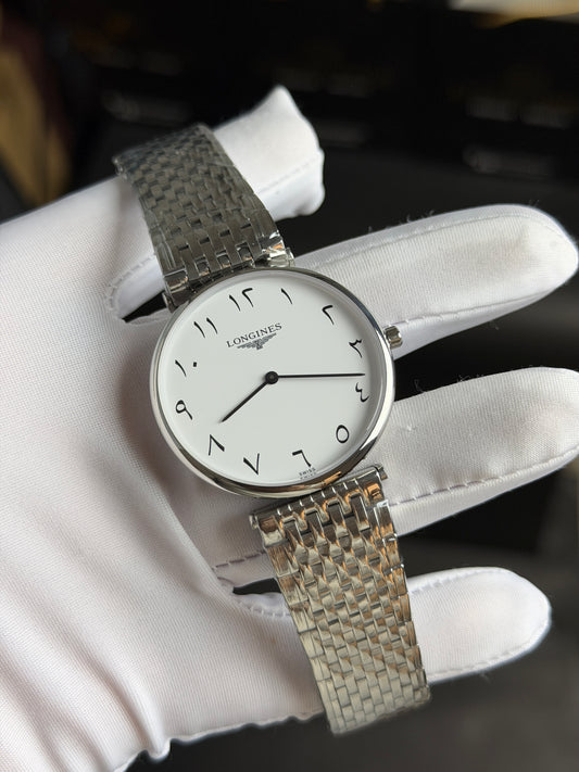 Silver with White Dial.