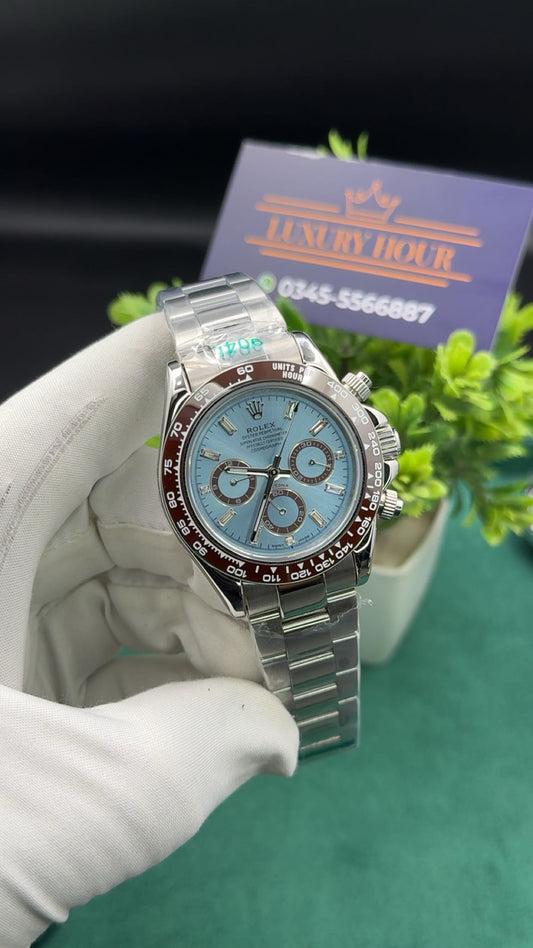 Silver with sky blue dial ( platona )