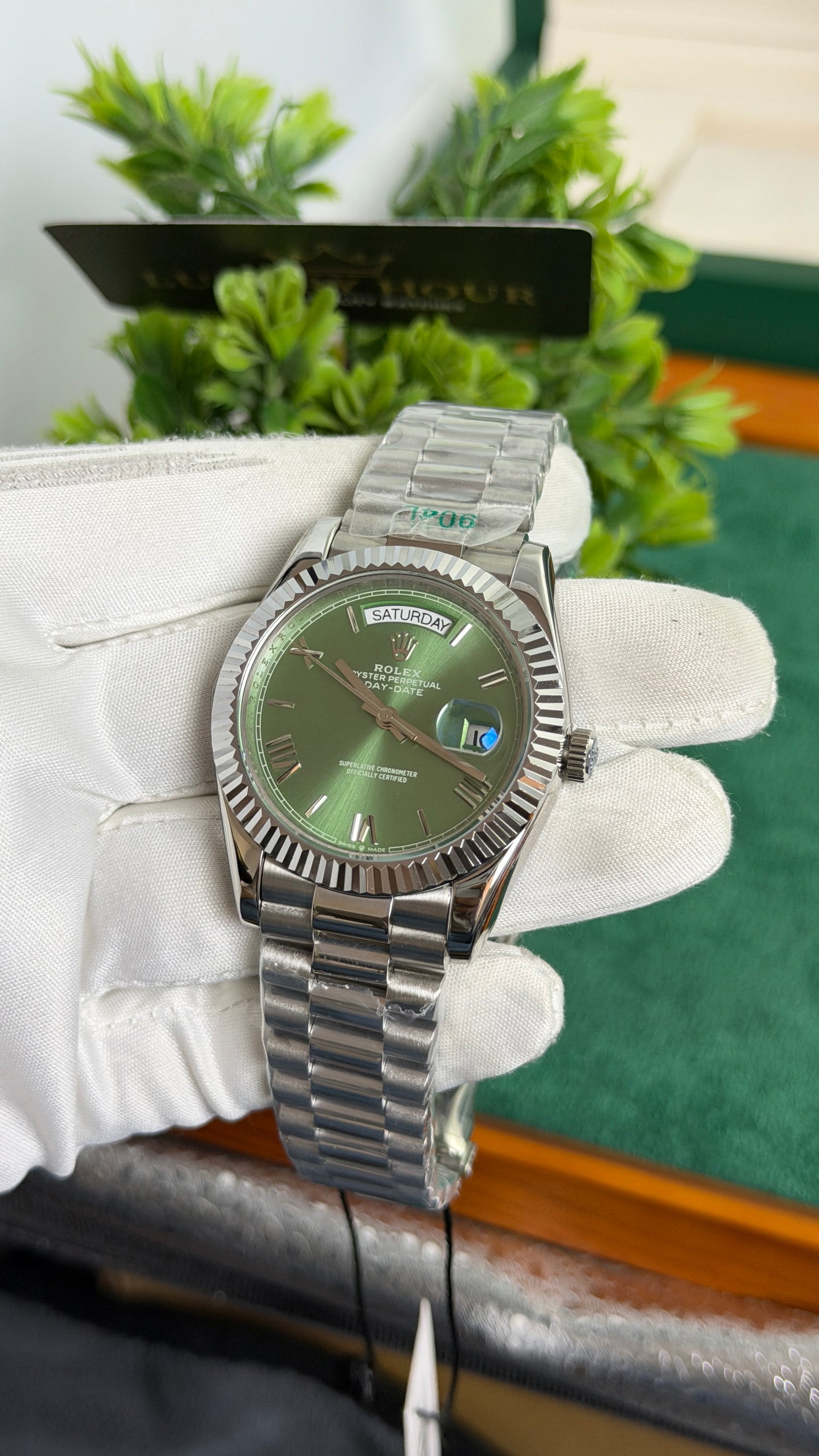 Silver with Green Dial🔥