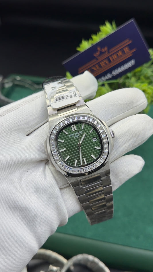 Silver with green dial zarcon bezel