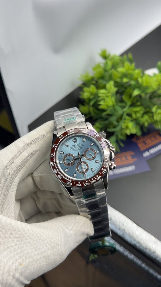 Silver with sky blue dial 🔥