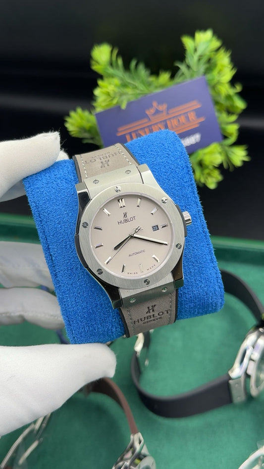 Silver with grey dial