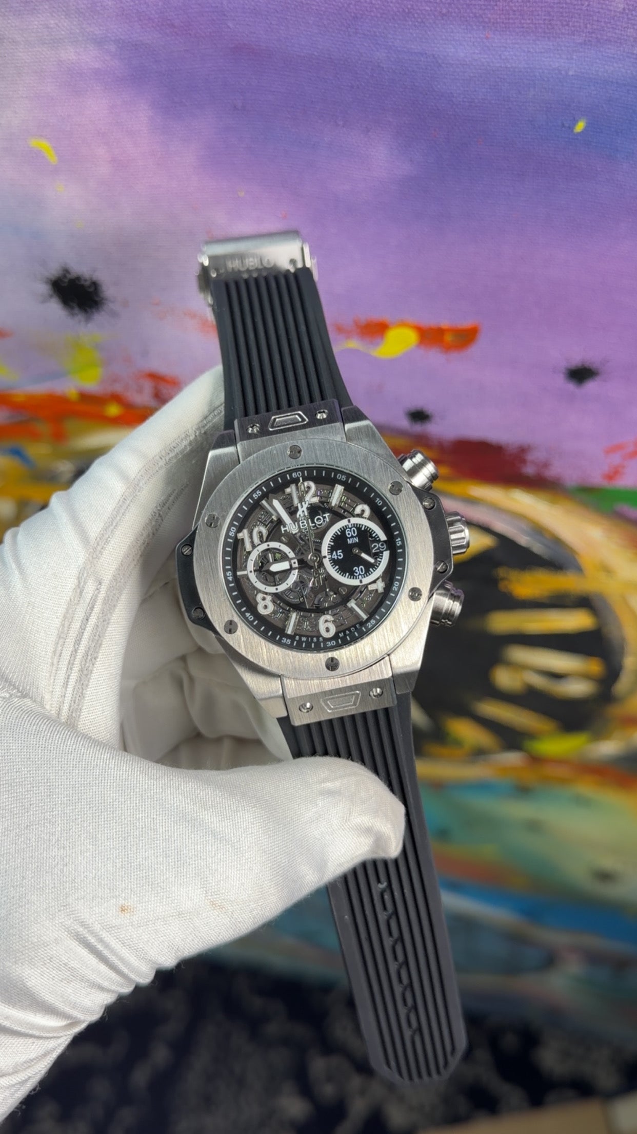 Silver with black dial