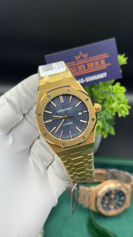 Gold with blue dial