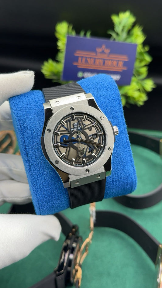 Silver with black dial