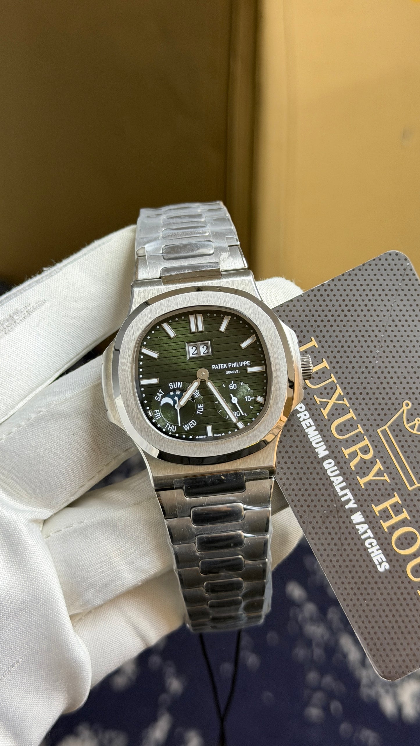 Silver with Olive Green Dial.