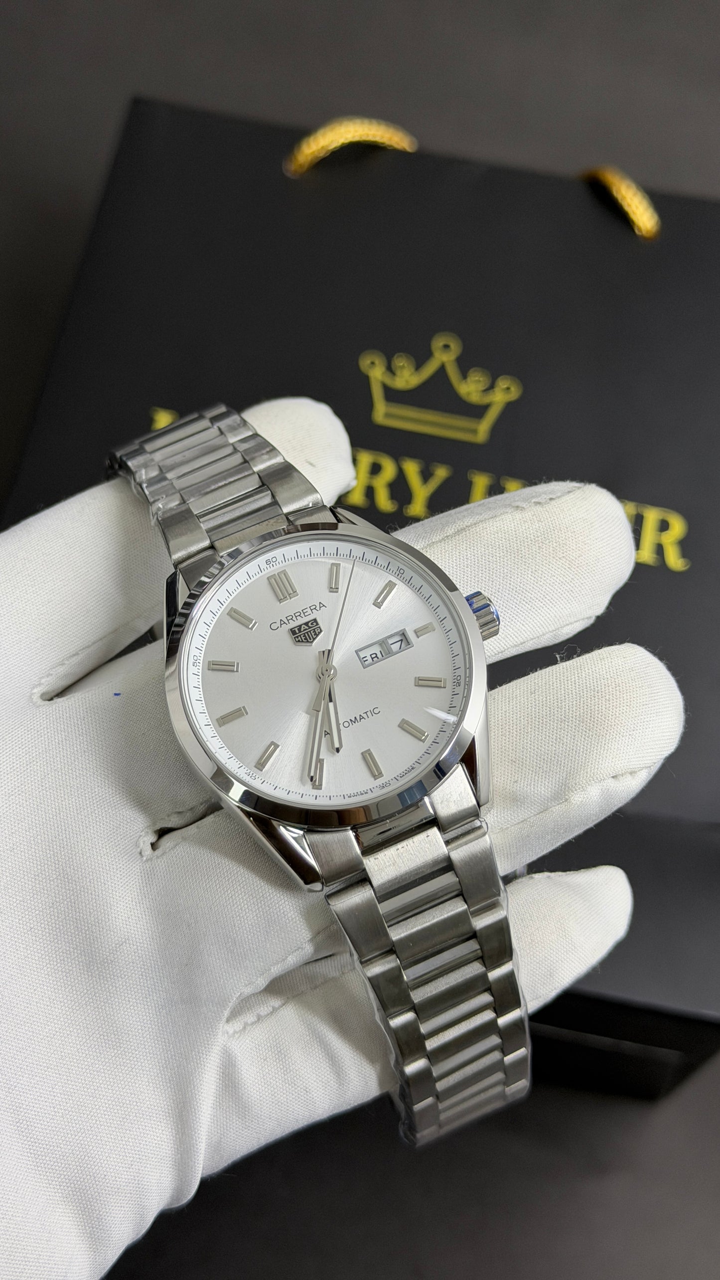 Silver with White Dial.
