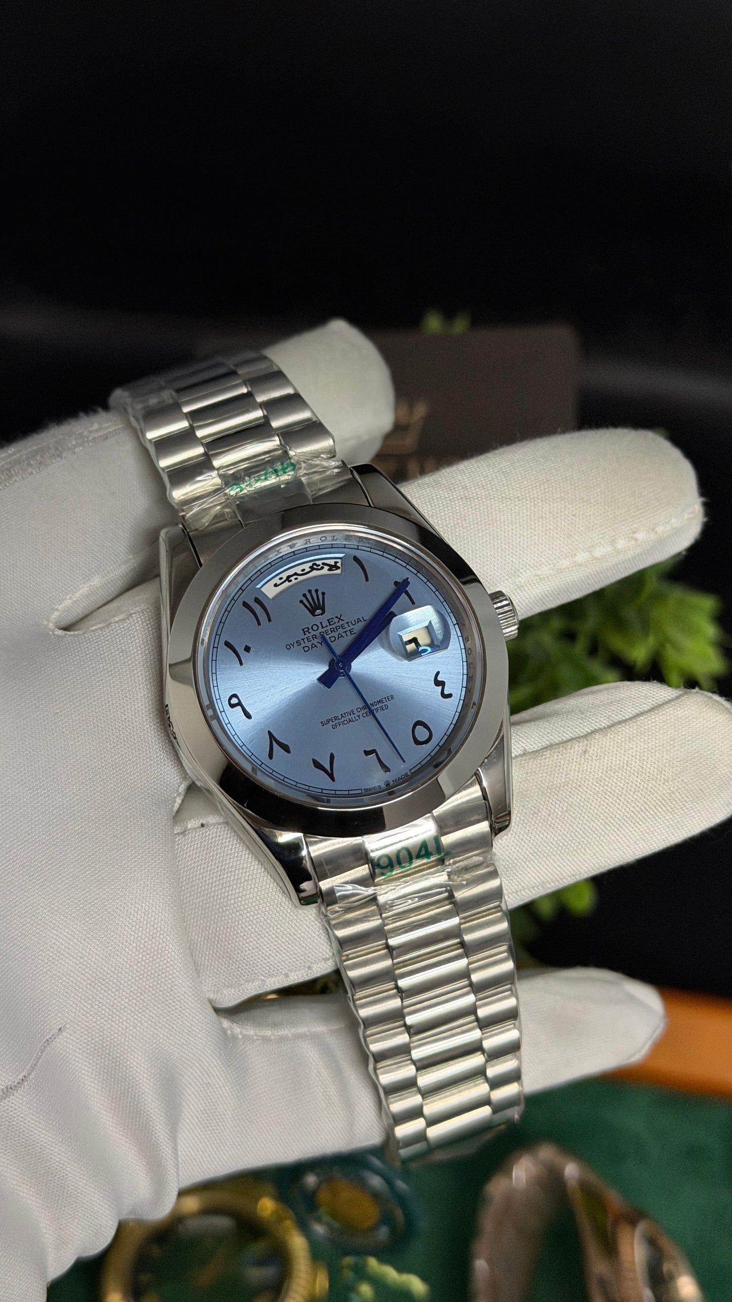 Silver with Blue Dial