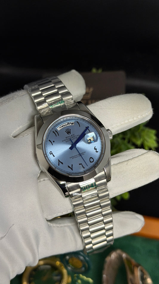 Silver with Blue Dial