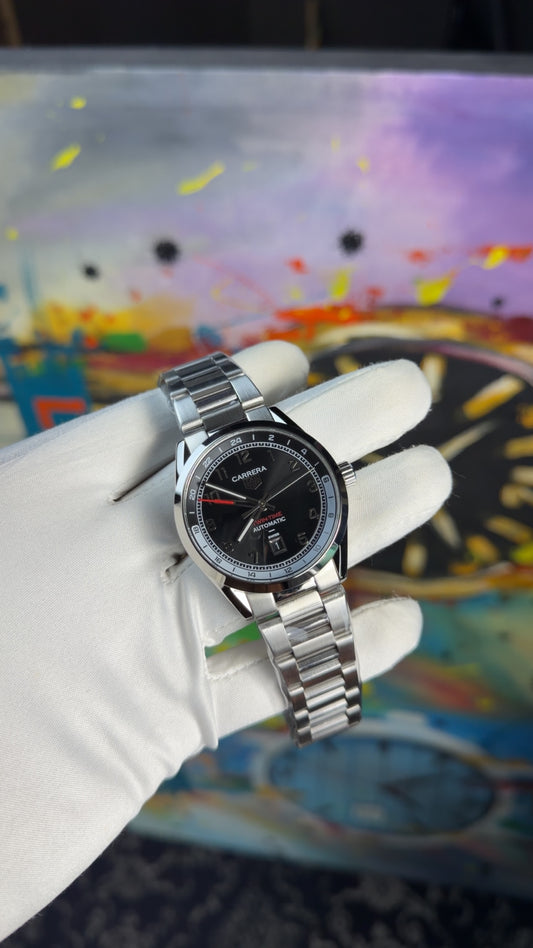 Silver with black dial