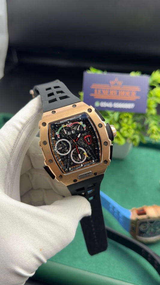 RM Mc laren ( rose gold with black strap)
