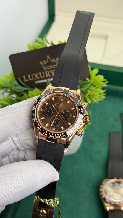 Rose Gold with Chocolate Dial.