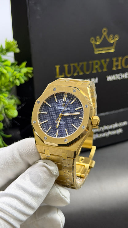 Yellow Gold with Blue Dial.
