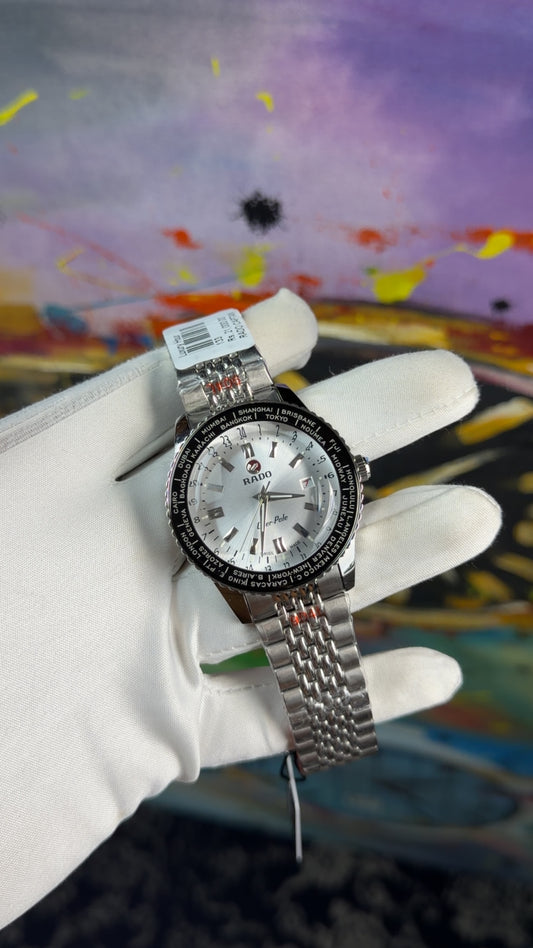 Silver with white dial