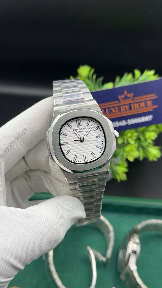 Silver with white dial