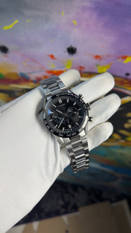 Silver with black dial