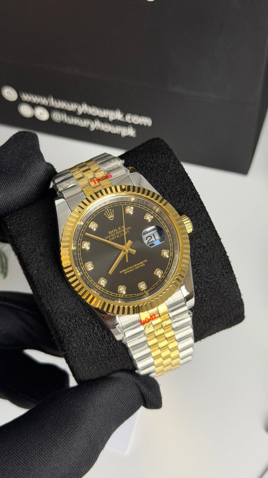 Yellow Gold Two Tone with Black Dial
