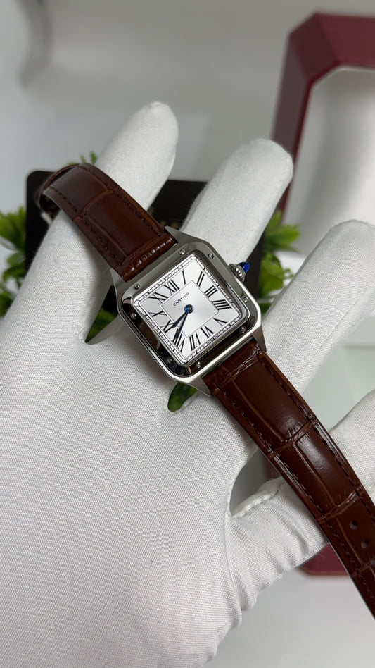 Silver with Brown Strap.