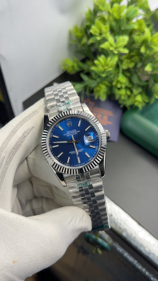 Silver with blue dial 🔥