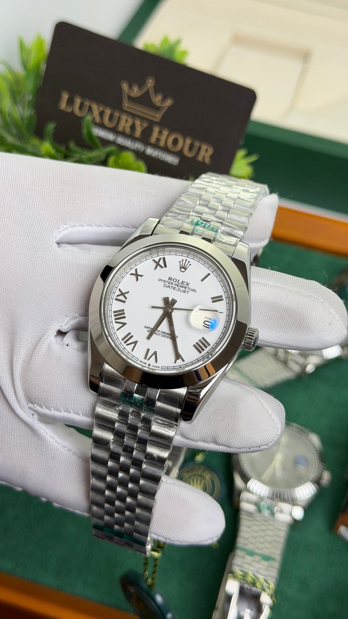 Silver with White Dial.