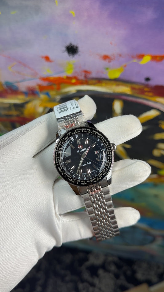 Silver with black dial