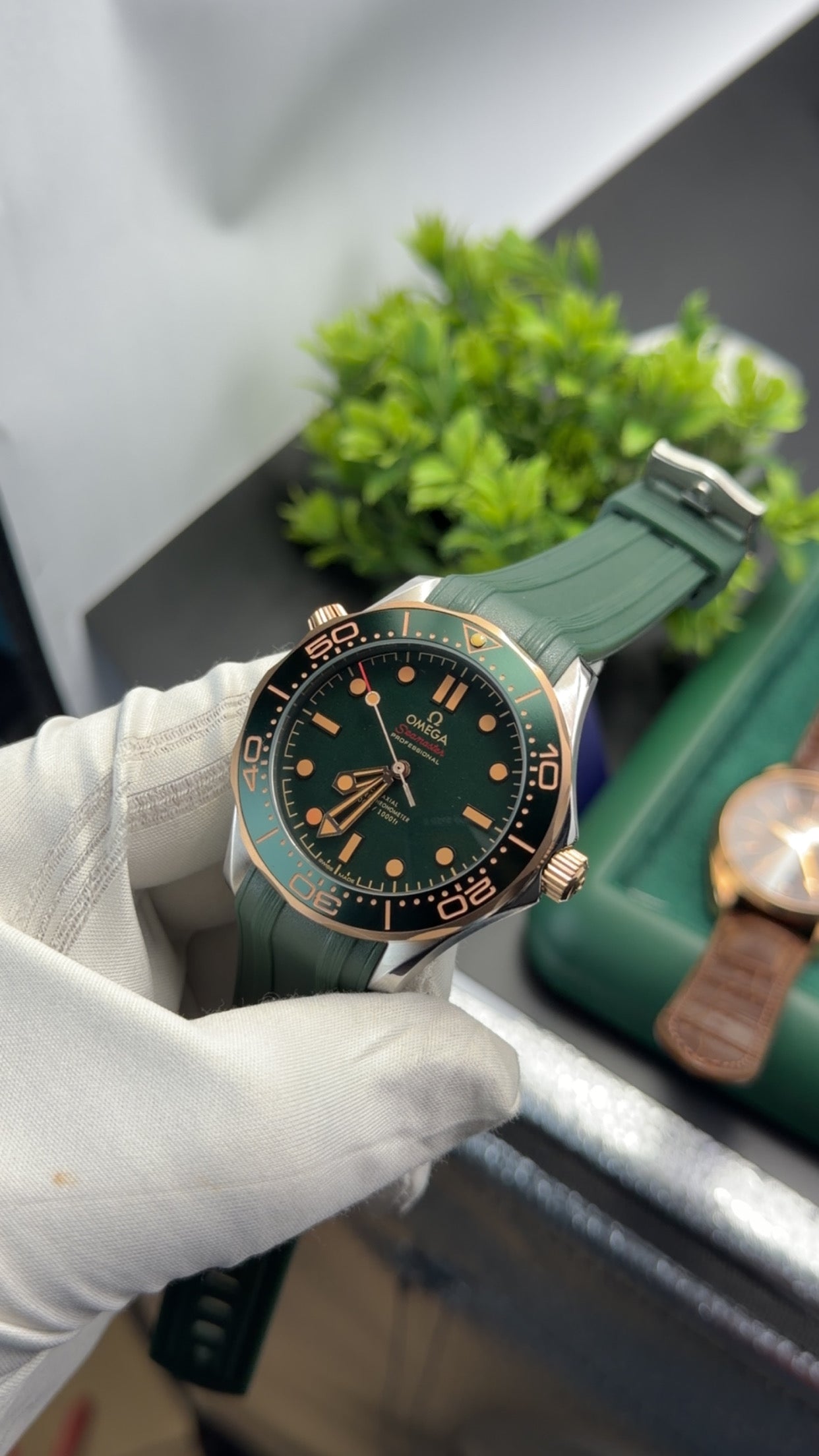 Silver with green dial🔥