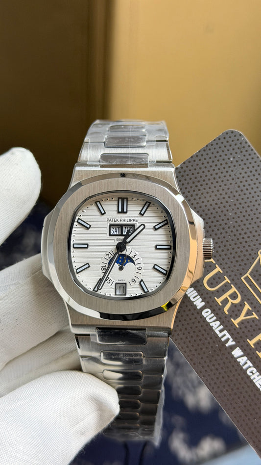 Silver with White Dial.