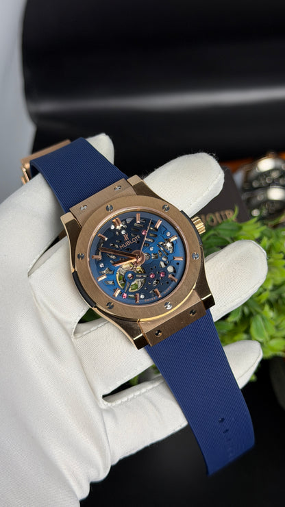Rose Gold with Blue Dial