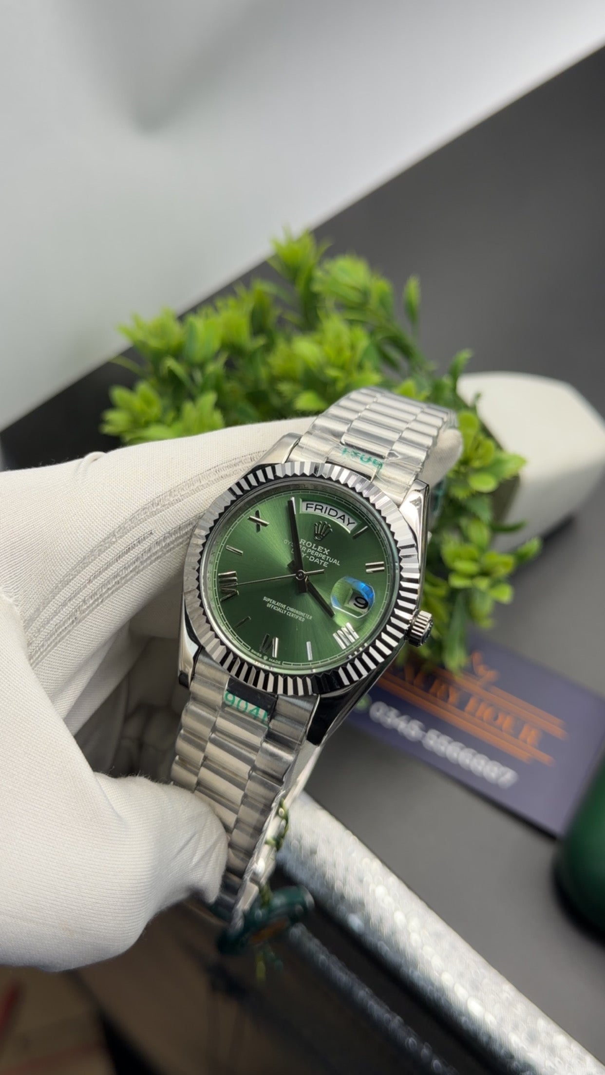 Silver with Green dial🔥