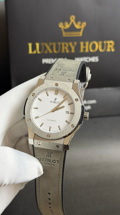 Silver with White Dial.