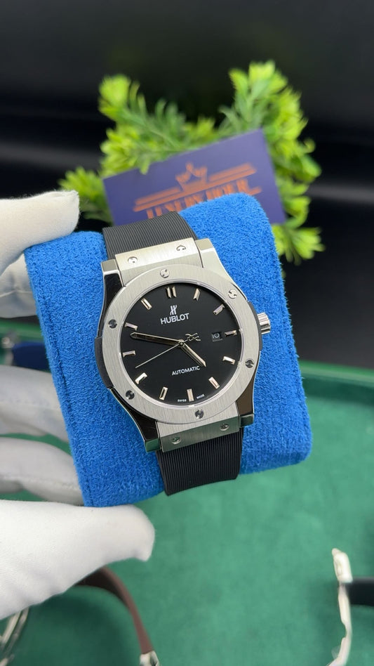 Silver with black dial