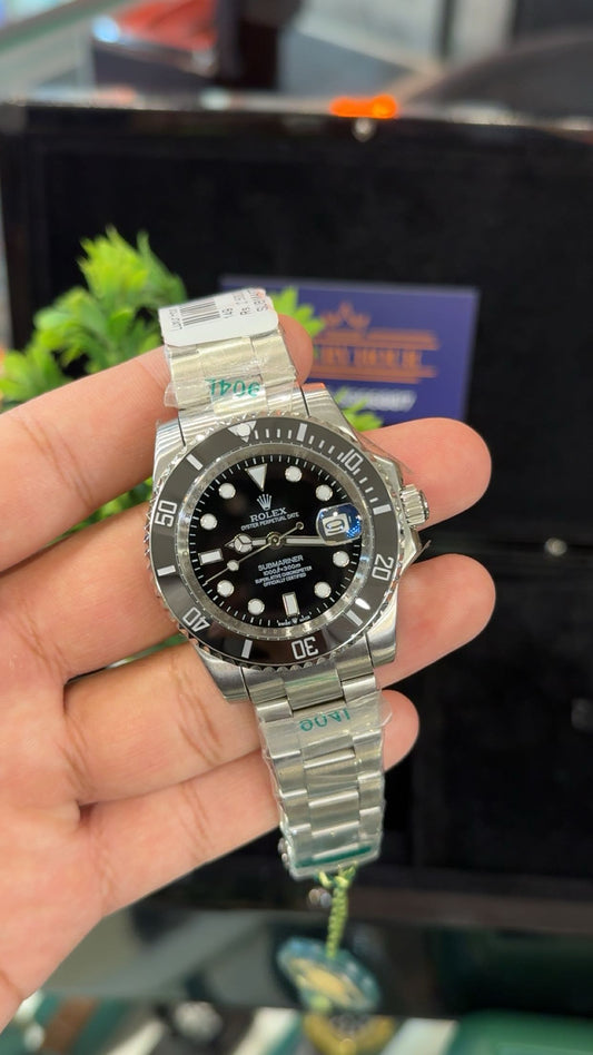 Silver with black dial