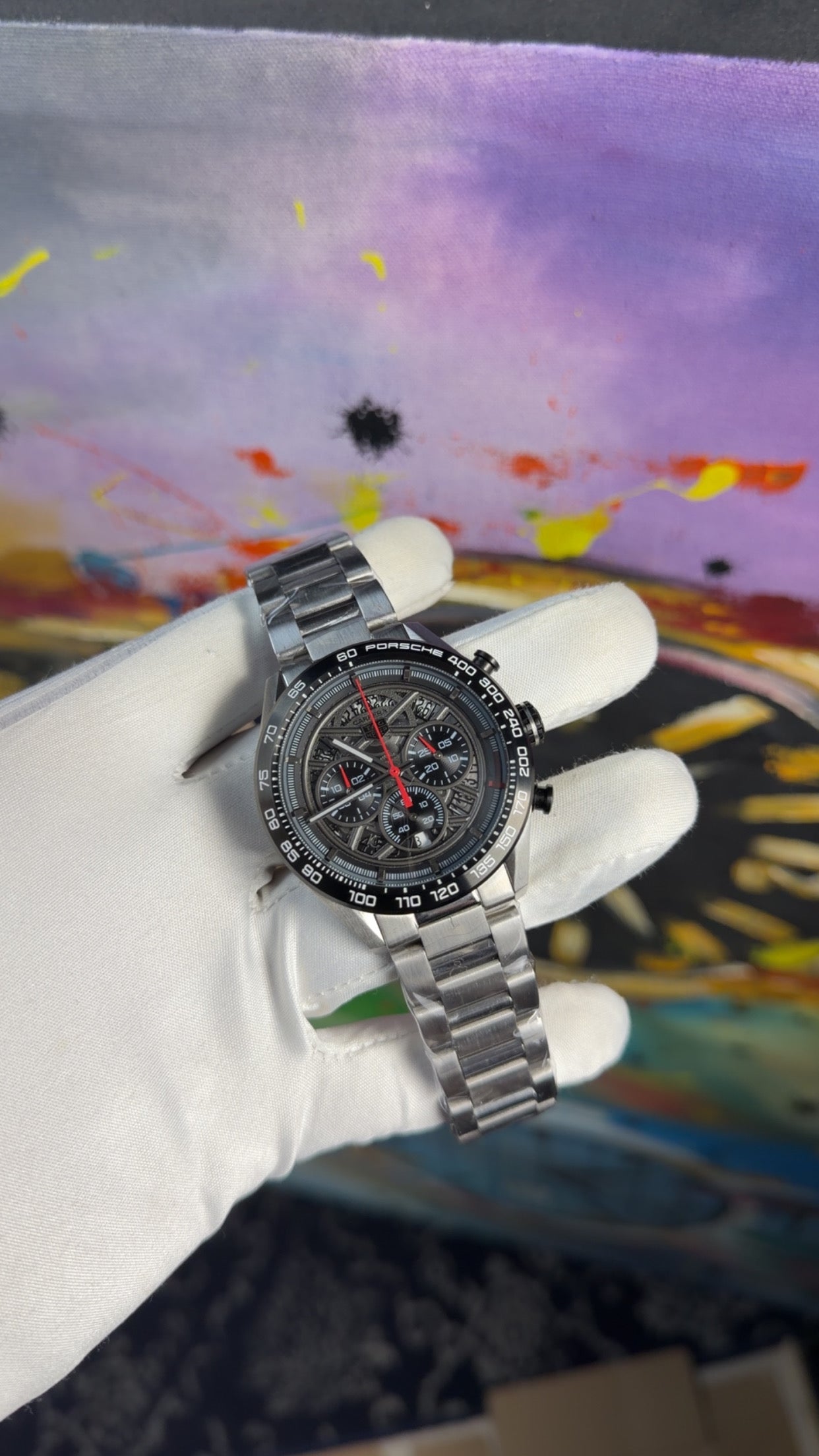 Silver with black dial