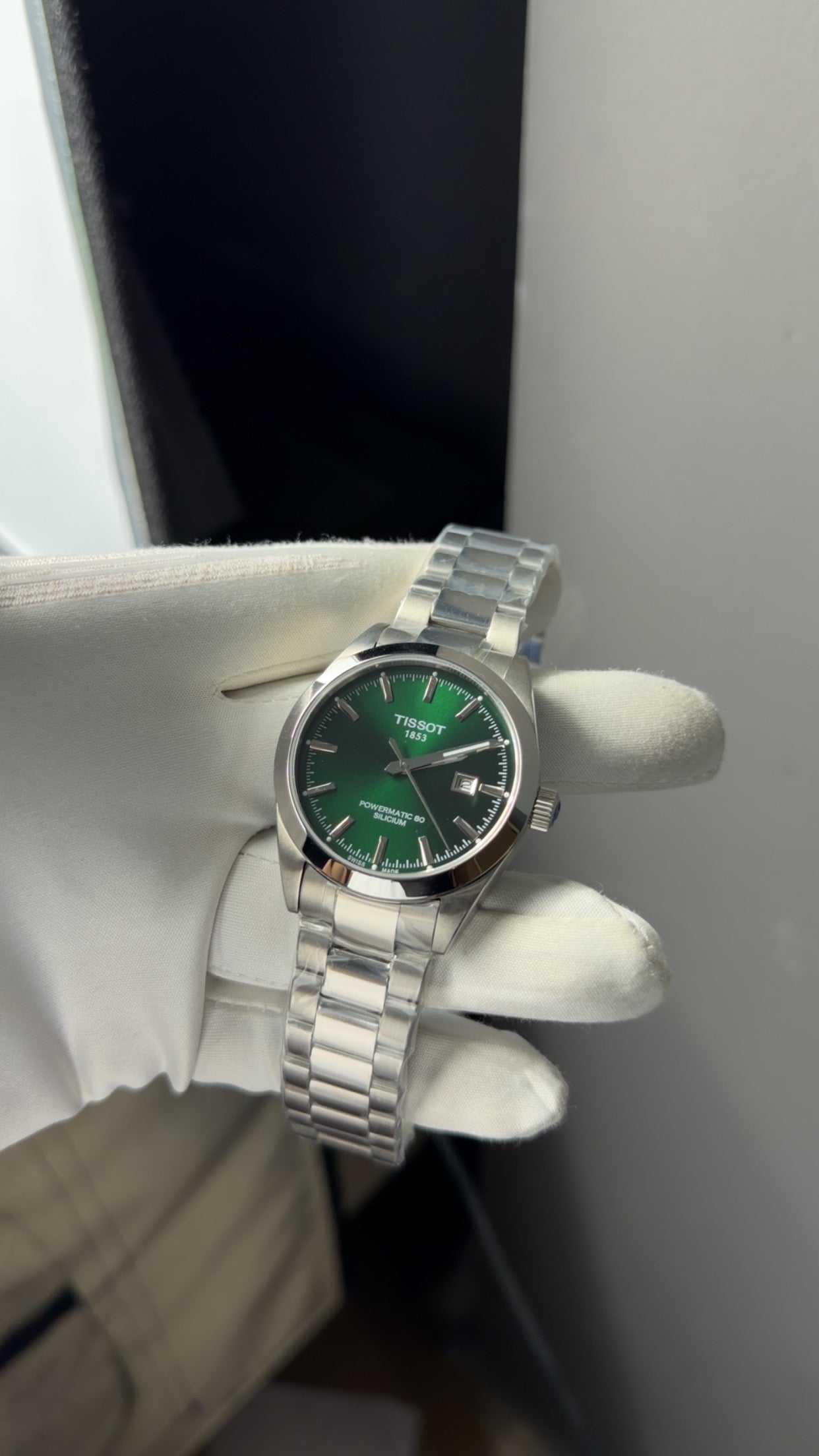 Silver with Green dial 🔥