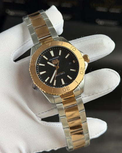 Rose Gold Two Tone with Black Dial.
