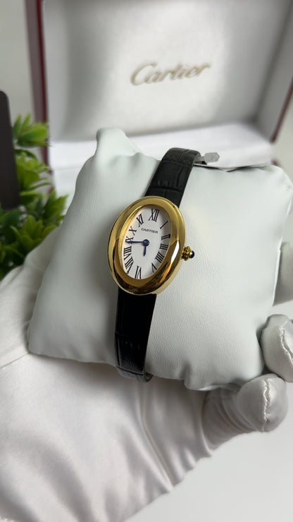 Yellow Gold with Black Strap.