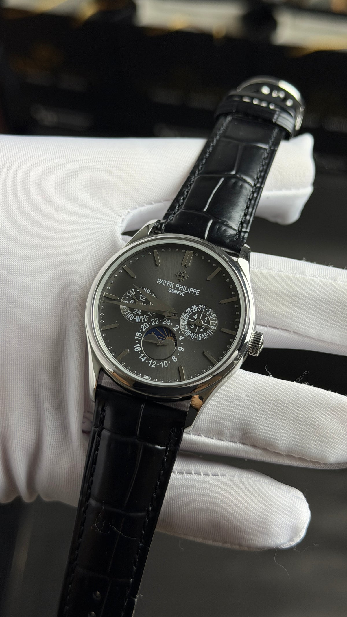 Silver with Black Dial.