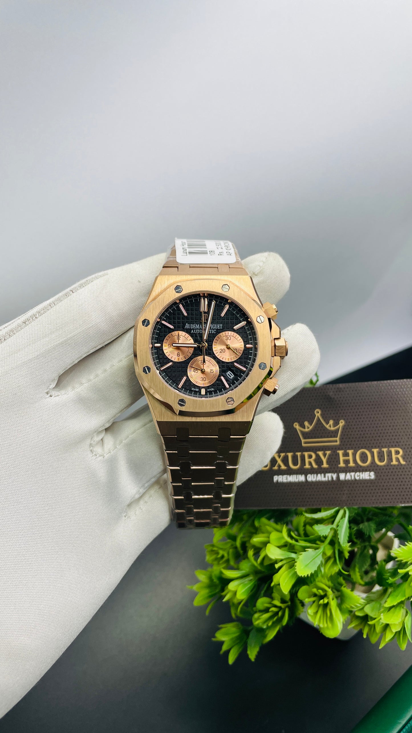 Rose gold with Black Dial