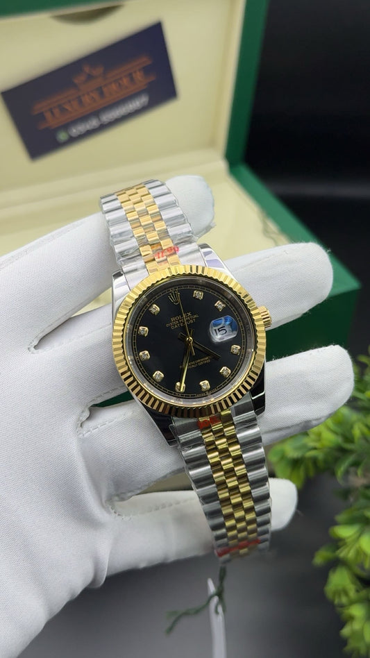 Yellow gold two tone with black dial