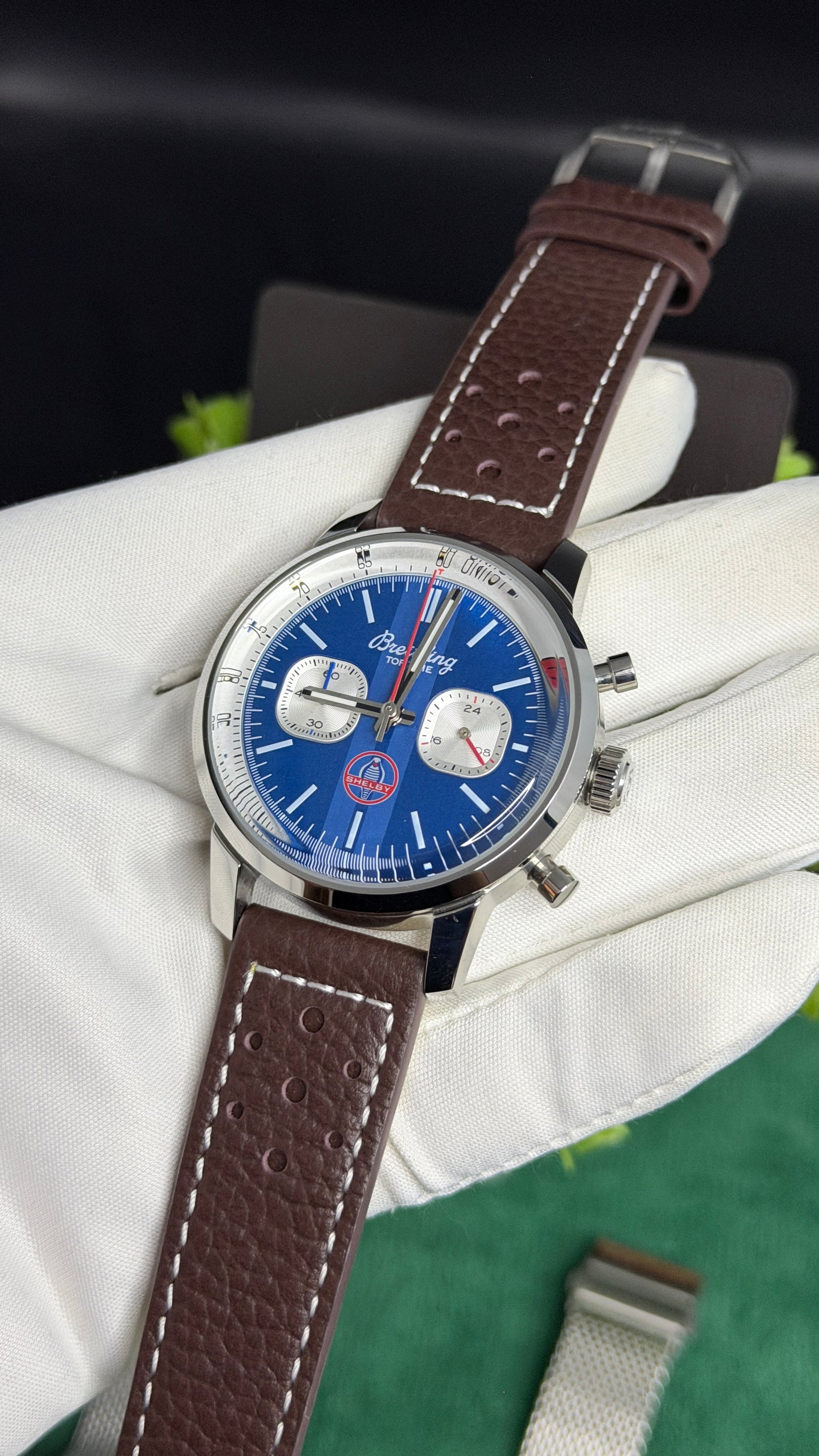 Silver with Blue Dial