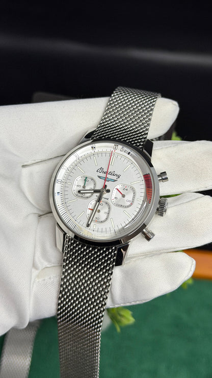 Silver with White Dial