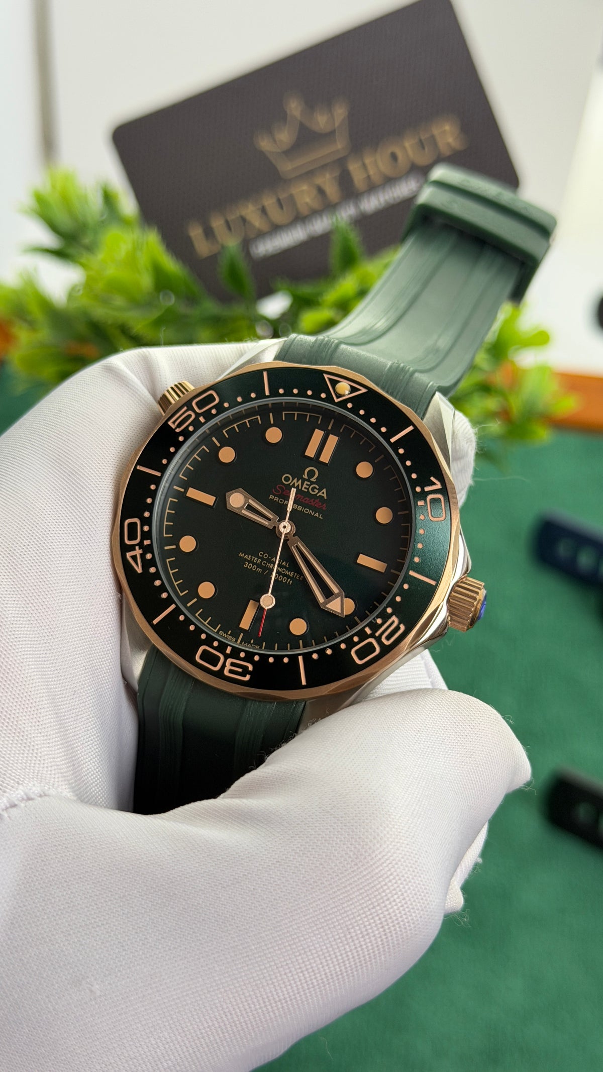 Rose Gold with Olive Dial.