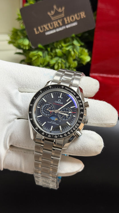 Silver with Blue Dial.