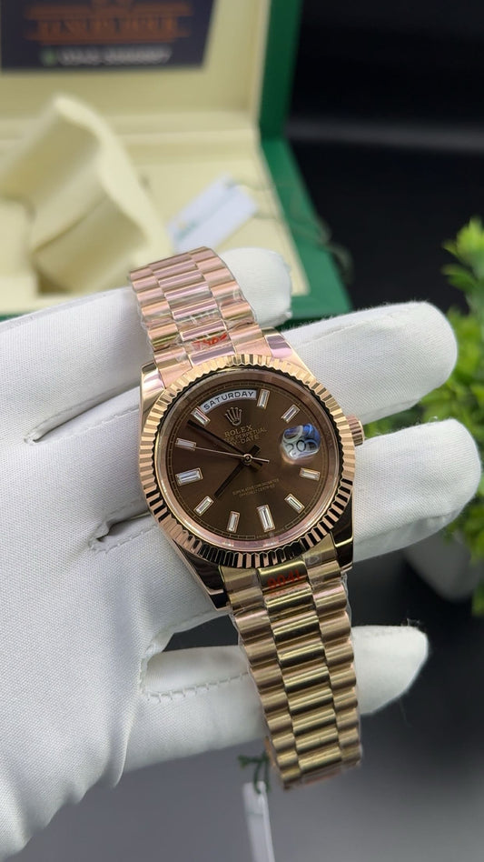 Rose Gold with chocolate dial