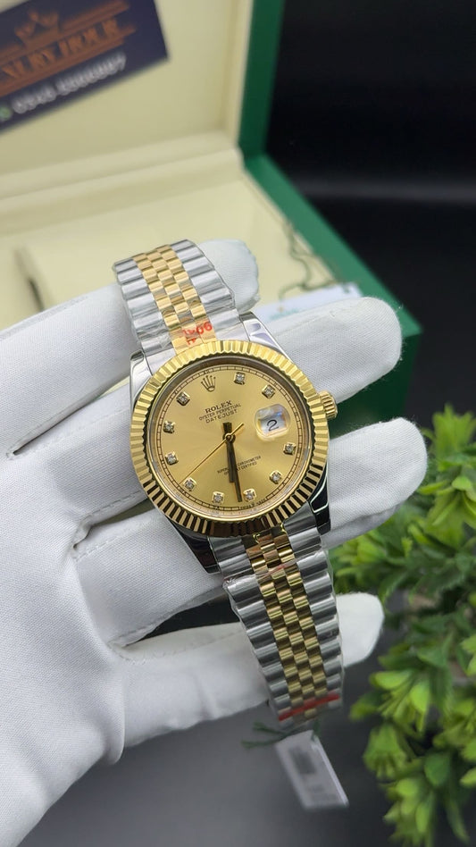 Yellow gold two tone with gold dial