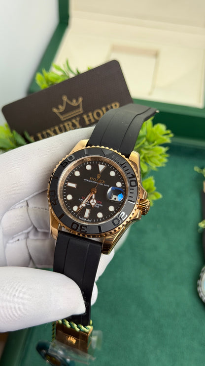 Rose Gold with Black Dial.
