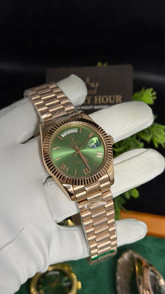 Rose Gold with Green Dial