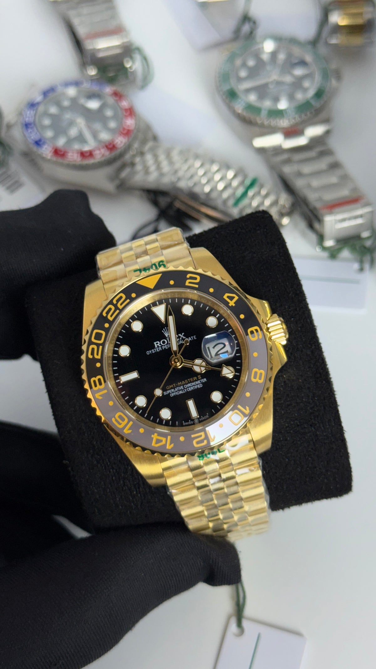 Yellow Gold With Black Dial.