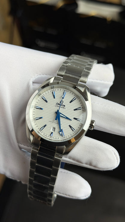 Silver with White Dial.