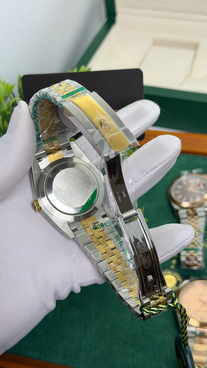 Yellow Gold Two Tone with White Dial.